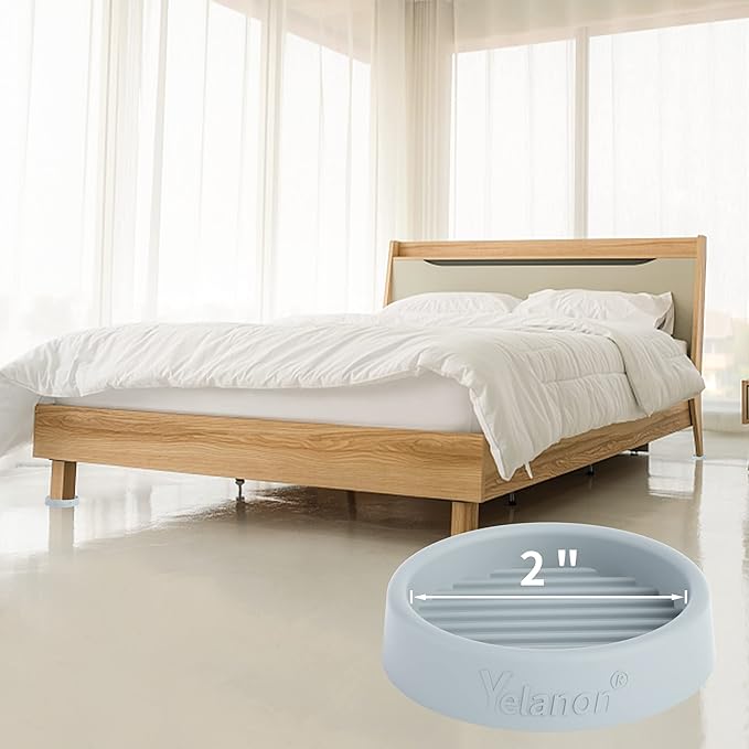 Furniture Coasters - 8 Pcs 2”Round Furniture Caster Cups - Non Slip Pads Hardwoods Floors Non Skid Furniture Grippers Rubber Furniture Feet Anti Slide Floor Protector for Bed Couch Stoppers Gray
