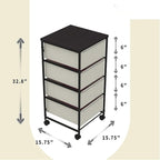CASUNER Small Cabinet with Drawers Rolling 4 Drawer Mobile File Cabinet for Home Office Storage and Organization, Fabric Vertical Under Desk Storage for A4/Letter Files(