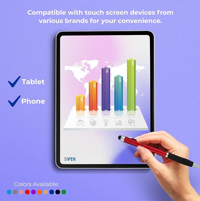 SyPen Customized Pens With your Custom Logo or Text-300 Pack Bulk-for Businesses, Parties, and Events, 2 in 1 Ballpoint Pen & Stylus Compatible with Touchscreen Devices, Red Barrel, Black Ink