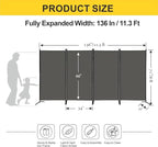 MAYOLIAH 4 Panel Privacy Screen Room Dividers 6FT Tall Portable Office Wall Divider for Rooms Separator 136" x20"x71", Grey