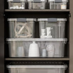 Superio Storage Bins with Lids, Clear Plastic Containers for Organizing, Stackable Totes, BPA Free, Odor Free, Organizer Boxes for Home, and Dorm (4 Pack, 36 Qt)