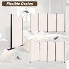 CHOSENM Room Divider, 4 Panel Folding Privacy Screens with Wider Support Feet, 6 Ft Portable Room Partition for Room Separator, 136" W X 71" H, Beige