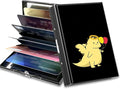BWEGRHE Slim Credit Card Holder, Dinosaur RFID Blocking Metal Wallet for Men & Women, Aluminum Minimalist Hard Case Pocket-Sized Business Cards Organizer (Fits Up to 10 Cards)