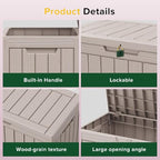 Yardgrace 45 Gallon Outdoor Storage Box Waterproof, Resin Deck Boxes with Lockable Lid & UV-Resistant for Patio, Pool, Garden Furniture Cushions & Accessories, Coffee