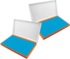 2 Pack Plastic Case Stamp Pad Large Size, Light Blue Color - Size: 4" x 7" - Choose from 15 Ink Colors