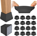 16 PCS Square Chair Leg Floor Protector, Silicone Chair Leg Cover, Furniture Leg Protectors with Felt, Mobile Table Leg Pad, Protect The Floor from Scratches.2 in Black.