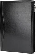 Geslun Vegan Leather Portfolio, Legal Size 8.5 x 14 Pad Holder, Business Padfolio for Men and Women, Zippered 14" Laptop Organizer, Executive Professional Work Travel Notepad Folio, Black