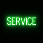 SpellBrite SERVICE Sign | Directional Sign with Neon Look, Green LED Light Source | 24.9" x 6.3"
