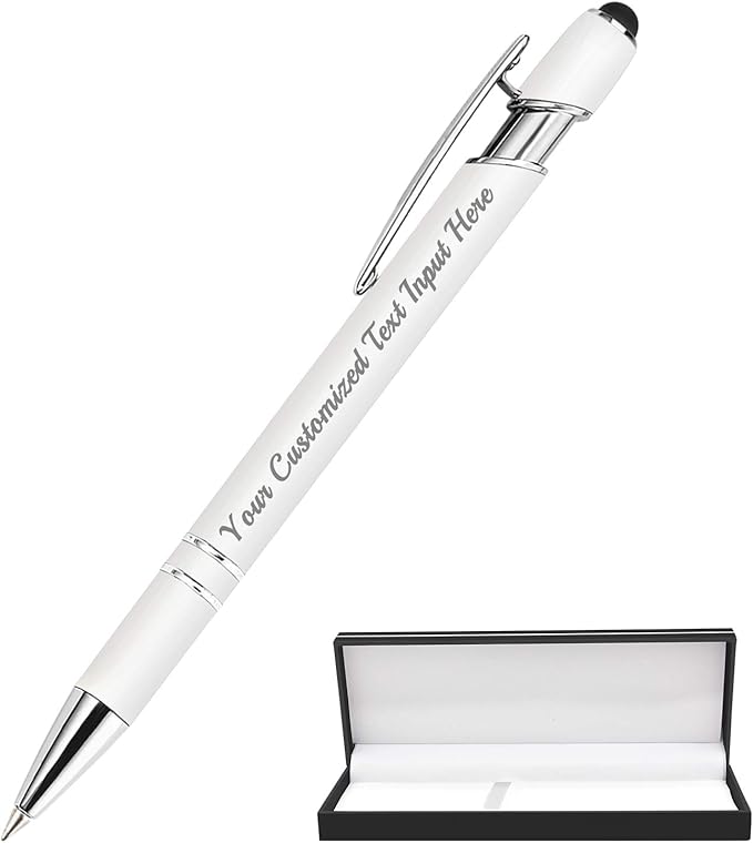 Personalized Ballpoint Pen 1pcs, Custom Pens Free Engraved Bulk with Name Logo, Soft Black Ink Stylus with Touch Metal Office, Gift for Anniversaries, Graduations, Birthdays