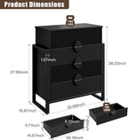 LGHM Fluted Dresser for Bedroom with 4 Drawers, Modern 4 Drawers Dressers with Semicylinder Fluted, Solid Chest of Drawers, 36" Tall Dresser with Bold Steel Frame, Metal Handles, Black