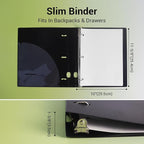 MUKAWA 1 Inch 3 Ring Binder, D-Ring Binder Holds 250 Sheets, PP Cover with Writable Spine Label, Lay-Flat Design, Letter Size 8.5x11, Lightweight for School, Office & Home Organization, 2 Pack, Black