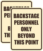 Portrait Round Backstage Personnel Only Beyond This Point Door or Wall Sign Easy Installation | Music | Concert | Festivals Sign (Ivory/Dark Brown) - Large (2 Pack)