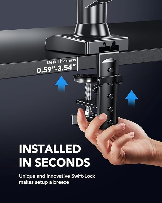 HUANUO Single Monitor Mount, 13 to 32 Inch Monitor Arm, Adjustable Monitor Stand, Vesa Mount with Clamp and Grommet Base - Fits 4.4 to 19.8lbs LCD Computer Monitors