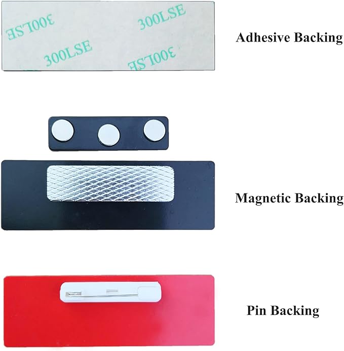 Custom Engraved Name Tag Badges for Business, Personalized Identification with Pin, Magnetic, Adhesive, or Blank Backing, 1"x3", Red/White Text