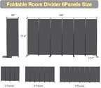 CHOSENM Room Divider, 6 Panel Folding Privacy Screens with Wider Support Feet, 6 Ft Portable Room Partition for Room Separator, 132" W X 71" H, Grey