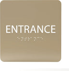 ADA CENTRAL SIGNS - 6" X6" Entrance Sign - ADA Compliant Tactile Graphics Grade 2 Braille Text Acrylic Wall Sign - Entry, Way in, Access Signs for Office, Hotel, Schools, Apartment, and Restaurants