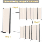 CHOSENM Room Divider, 6 Panel Folding Privacy Screens with Wider Support Feet, 6 Ft Portable Room Partition for Room Separator, 132" W X 71" H, Beige