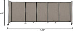 Versare Straightwall Sliding Portable Wall Partition | Freestanding Office Dividers | Locking Wheels | Temporary Room Separator | 11'3" Wide x 4' Tall Warm Pebble Fabric Panels