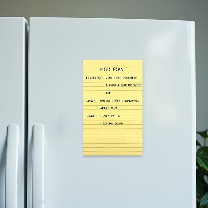 2 Pads Lined Sticky Notes 5 x 8 in, Pastel Yellow, Large Sticky Notes with Lines, Yellow Sticky Note Pads for Home, Office, School, 50 Sheets/Pad, 100 Sheets Total, 4A 5082-Y-L