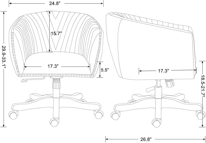 Green Faux Leather Home Office Desk Chair, Upholstered Barrel Swivel Adjustable Arm Desk Chair with Nailheads, Comfy Mid-Back Study Chair with Silent Wheel for Study Office Computer