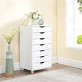 Naomi Home Debbie 7-Drawer Craft & Office Storage Cabinet, White – Rolling File Cabinet with Wheels, Chic Design for Supplies & Folders, 15.7" D x 18.9" W x 34.2" H