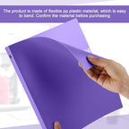 Henoyso 8 Pcs 3 Ring Binder 0.5 Inch Round Fits Letter Size 8.5'' x 11'' Paper Plastic Flexible Binder Bulk Holds 140 Sheets with 1 Pockets Versatile Organizer for Home Office School (Purple)