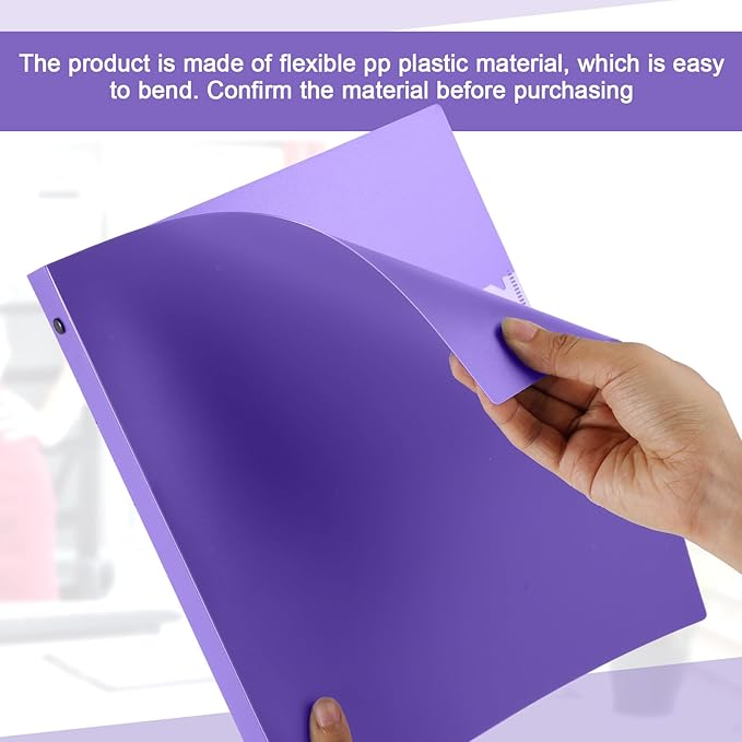 Henoyso 16 Pcs 3 Ring Binder 0.5 Inch Round Fits Letter Size 8.5'' x 11'' Paper Plastic Flexible Binder Bulk Holds 140 Sheets with 1 Pockets Versatile Organizer for Home Office School (Purple)