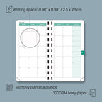 POPRUN 2026 Pocket Planner (Slim Size 3.5" x 6.5") Weekly and Monthly Calendar for Purse, with Hourly Time Slots, 100GSM Thick Paper, Spiral Soft Cover, Pen Holder - Burgundy Red