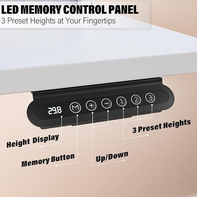 Kingant 55 x 24 Inch Electric Standing Desk with 4 Drawers, Height Adjustable Sit to Stand Computer Desk with Storage Shelf and C-Clamp Mount Compatibility for Home Office, White