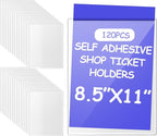 Outus Self Adhesive Shop Ticket Holders Clear Plastic Sleeves Adhesive Pockets Work Order Job Ticket Holders for Home Office Posting Signs(9 x 12 Inch,120 Pcs)