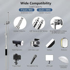 2 Pack Photography C Stand with Boom Arm: 100% Stainless Steel - Max Height 10.5ft/131inch Heavy Duty Light Stand, with 4.2ft/50inch Holding Arm, Grip Head, Sandbag, Backdrop Clamp