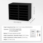 VEVOR Literature Organizers, 12 Compartments Office Mailbox with Adjustable Shelves，Wood Literature sorter 20.4x12x16.1 inches for Office, Home, Classroom, Mailrooms Organization, EPA Certified Black