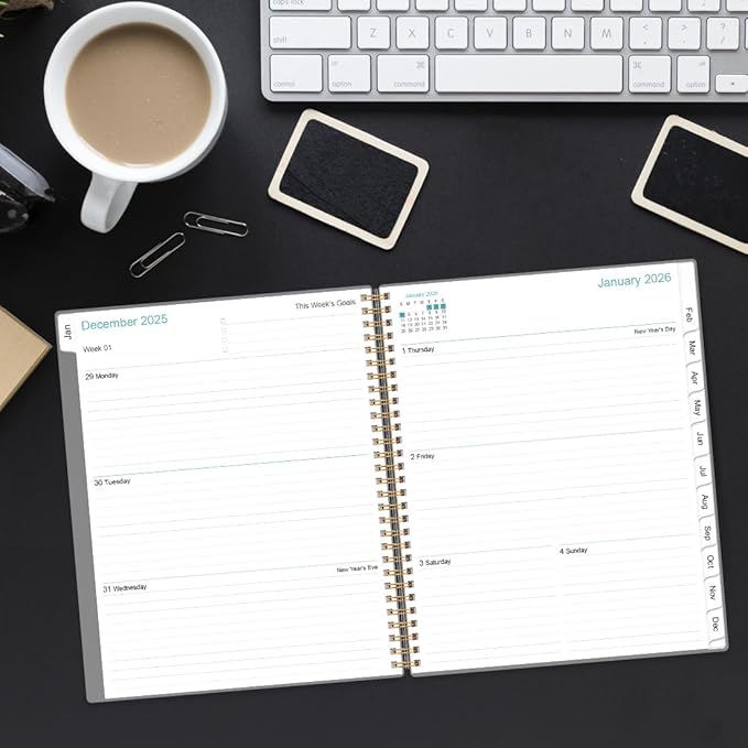 2026 Planner - Planner 2026 from January 2026 to December 2026 with 12 Monthly Tabs, Flexible Cover, Inner Pocket, 8.5" x 11", Green
