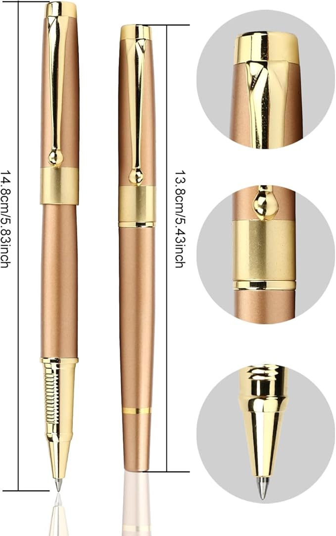 YIVONKA Ballpoint Pen Black Refill,Luxury Ballpoint Line width 0.5mm,Best Ball Pen Gift Set for Men & Women Professional Executive,Office,Nice BallPens Classy Gift Box (Rose Gold)