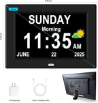 7‘’ Digital Alarm Clock for Elderly Large Display for Seniors Electric Clocks with Date Day of Week 12 Alarms 4 Colors Desk Wall Calendar Clocks for Memory Loss Alzheimers Dementia Auto DST/Dimmer