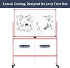 Mobile Whiteboard, 48x32 Inches Dry Erase Board with Stand, Large Rolling Whiteboard on Wheels, Standing White Board for Office, School, Home, Magnetic Double Sided White Board with Paper Pad