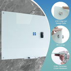 Magnetic Glass Dry Erase White Board Whiteboard Glass Writeboard 40"x60" Tempered Glass Dry Erase Board Wall Mounted Frameless Writing GlassBoard for Office School Home (White)