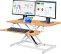 37 Inch Standing Desk Converter - Manual Pneumatic Spring, Two Monitor Stable Standing Desk Converter,5.9"To 18.8" Height Adjustable Laptop Workstation With Keyboard Tray For Home, Company(Log Color)