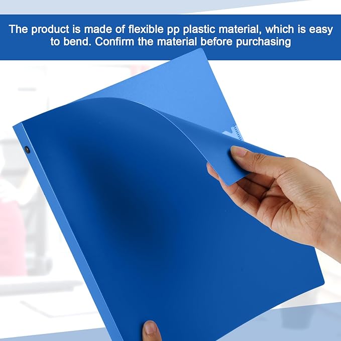 Henoyso 8 Pcs 3 Ring Binder 0.5 Inch Round Fits Letter Size 8.5'' x 11'' Paper Plastic Flexible Binder Bulk Holds 140 Sheets with 1 Pockets Versatile Organizer for Home Office School (Blue)