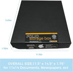 Lineco 11x14 Black Clamshell Archival Folio Storage Box. Acid-Free with Metal Edge, Preserve Photos or Documents, Crafts, DIY. (Pack of 2)