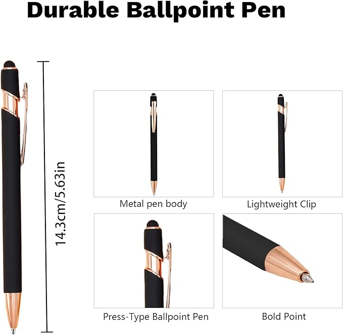 CRME Personalized Pens with Stylus Tip Customized Pens with Name/Logo Soft Grip Ball Point Pen for Men Women Smooth Writing Black Ink for Business Graduation Journaling Signature Green Pen
