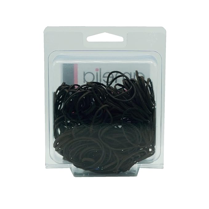200, Jumbo Size, Brown Color, US Made Rubber Hair Bands for Pony Tails and Braids In A Clamshell