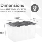 Superio Storage Bins with Lids, Clear Plastic Containers for Organizing, Stackable Totes, BPA Free, Odor Free, Organizer Boxes for Home, and Dorm, 35 Quart (4 Pack, 20.25"x14"x10.5")
