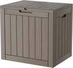 PATIOEASY Outdoor Storage Box 30GAL Waterproof Resin Deck Box,UV-Resistant Lockable Package Delivery Bin for Garden Tools,Small Patio Outside Cushions,Pool Accessories Supplies,Chest,Furniture,Brown