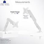 VIVO Heavy Duty Single Monitor Tension Arm for up to 27 inch Screens, Holds 14.3 lbs, Premium Desk Mount Stand, White, STAND-V101OW