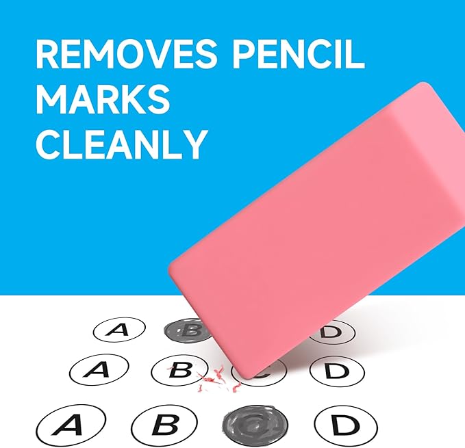 72 Pack Pink Erasers Bulk, Large Pencil Erasers for School, Classroom, Teacher, Homeschool, and Office Supplies