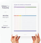 Task Planner & Tracker 8.5 x 11 Tear-Off 70 Sheet Planner Pad – Project Organizer with Time Log, Top Priority, Follow-Up – Notepad for Home & Office (White, Colorful, 2 Pack)