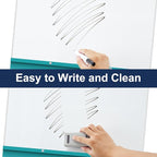 TSJ OFFICE Rolling Whiteboard Standing - 40 x 26 Inches Magnetic Mobile White Board with Stand, Height Adjustable Dry Erase Board on Wheels with Paper Clamp on Top, Blue