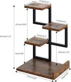 YMYNY Desktop Shelf Organizer, 4 Tier Storage Display Rack, Desk Shelf Organizer Small Bookshelf with Metal Frame for Office, Books, Plants, 12.2" x 9.45" x 17.52", Rustic Brown Black UHSR007H