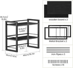 ART-GIFTREE Office Desk Shelf Organizer, Wood Desktop Bookshelf Supplies Storage Rack, Shelf for Top of Desk and Dresser (Pure Black-2 Tier)